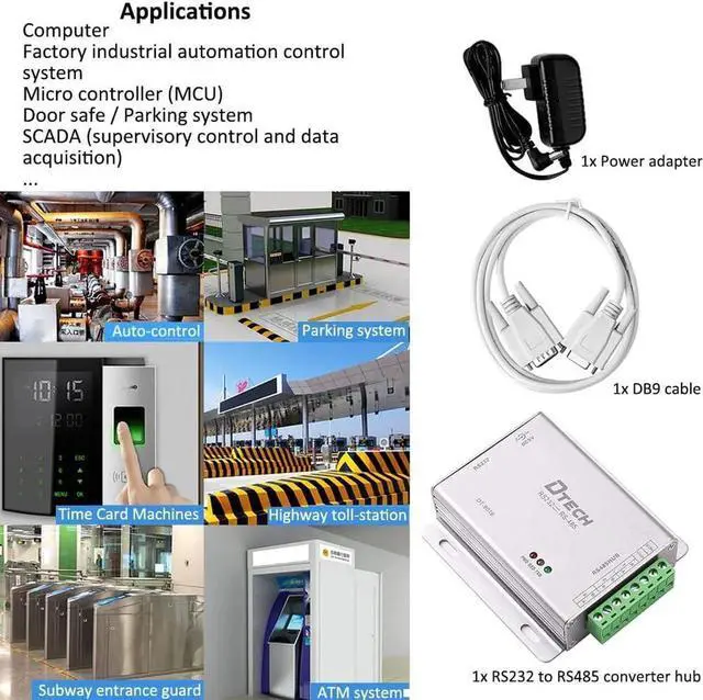 Alt view image 6 of 7 - DTECH Industrial Grade RS232 to RS485 Serial Converter 3 Channel RS-485 Expansion Hub with 600W Surge Protection TX RX LEDs Power Adapter Terminal Block