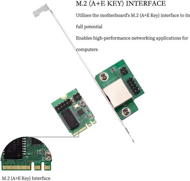 Alt view image 5 of 6 - M.2 (Key A+E) to RJ45 Gigabit Ethernet Adapter 1000Mbps Wired Network Card, PCIe NGFF 2230 LAN Controller with Wake-on-LAN, Compatible with Windows/Linux/Mac OSV