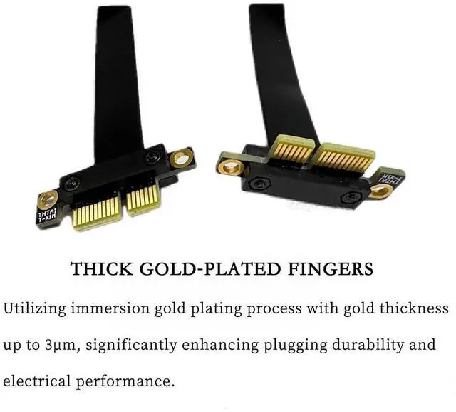 Alt view image 6 of 7 - PCIe 3.0 x1 Riser Extension Cable 90 Degree Reverse PCIe x1 to x1 Adapter with Gold-Plated Connector, Flexible PE Cable for GPU, Sound Card, Network Card (15cm)