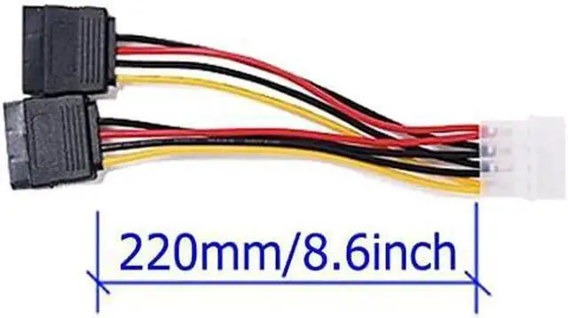 Alt view image 6 of 7 - 2 Pack 4 Pin IDE Female Molex to Female Dual SATA Power Y-Cable Adapter 8.67 Inches