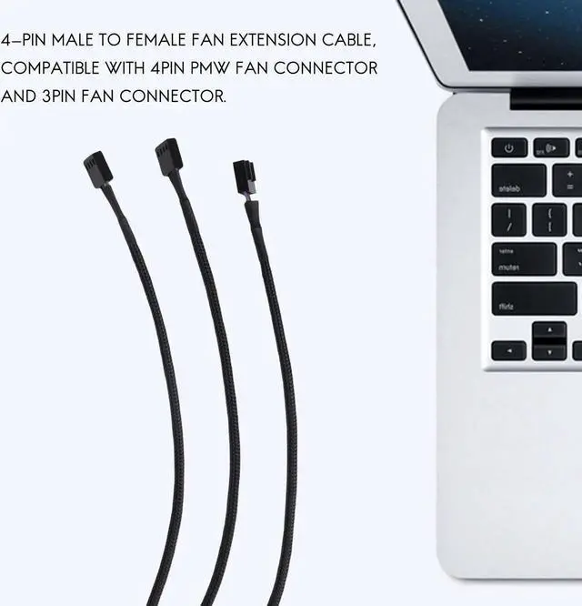 Alt view image 4 of 6 - 10PCS 4 Pin PWM Fan Extension Power Cable Connector Case Male to Female Extending Cables Compatible with 4 Pin/3 Pin Fan