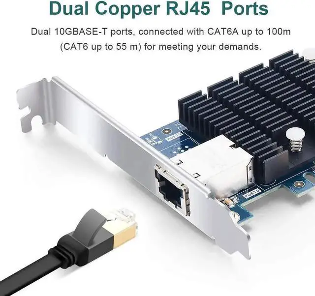 Alt view image 3 of 7 - 10Gb PCI-E Network Card Compatible for Intel X550-T1, Single RJ45 Copper Port, with Intel X550-AT2 Controller, 10G PCI Express LAN Adapter NIC Support Windows Server, Win 7/8/10/Visa, Linux, Vmware