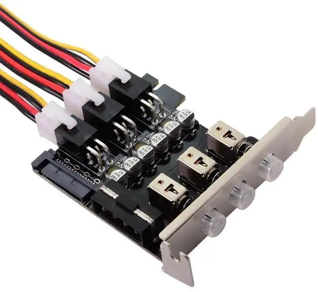 Main image of 3 SATA HDD SSD Hard Drive Power Switch Selector Module Control System with 80mm Low Profile Bracket