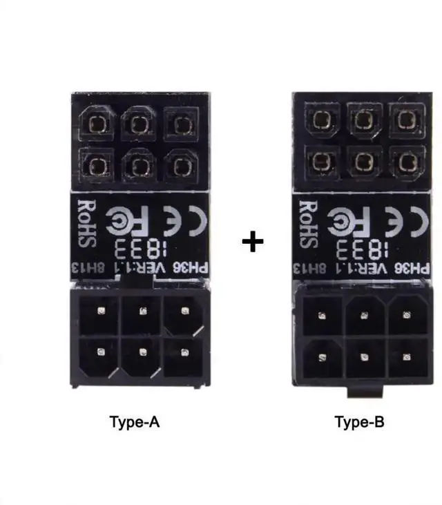 Alt view image 4 of 7 - 2 Pack ATX 6Pin 180 Degree Angled Power Connector Adapter for GPU Graphics Card