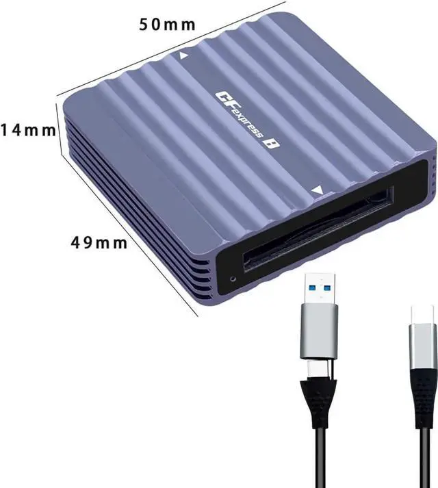 Alt view image 4 of 7 - PH862B CF Express A/B CFE Card Reader 10G USB3.2 High Speed with Aluminum Alloy Heat-Sink C to C/A Cable Compatible with Z6/Z7 1DX3 (PH862B-24 for CFE B Card)