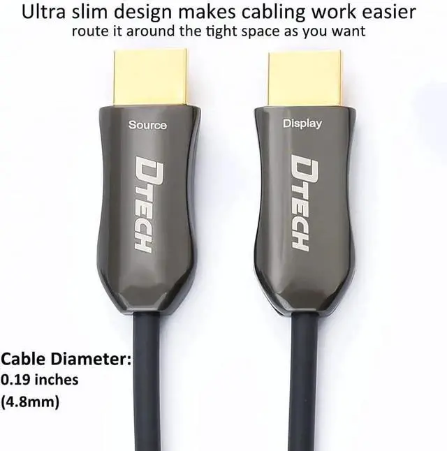 Alt view image 3 of 7 - DTech Ultra Slim Extra Long Fiber Optic HDMI 2.0 Cable 100 Feet Supports 4K 60Hz 18Gbps High Speed for Projector Laptop Computer Monitor TV Camera (31 Meters)