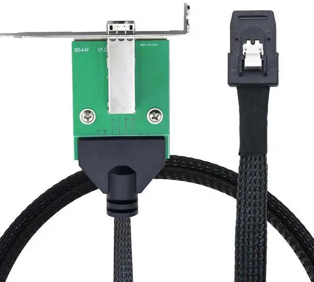 Alt view image 3 of 6 - 12G Mini SAS HD SFF-8644 Female to SFF-8087 Cable, 0.5m/19.6in High-Speed Server Data Transfer Cable Compatible with RAID Controller, Storage Expansion, Workstation