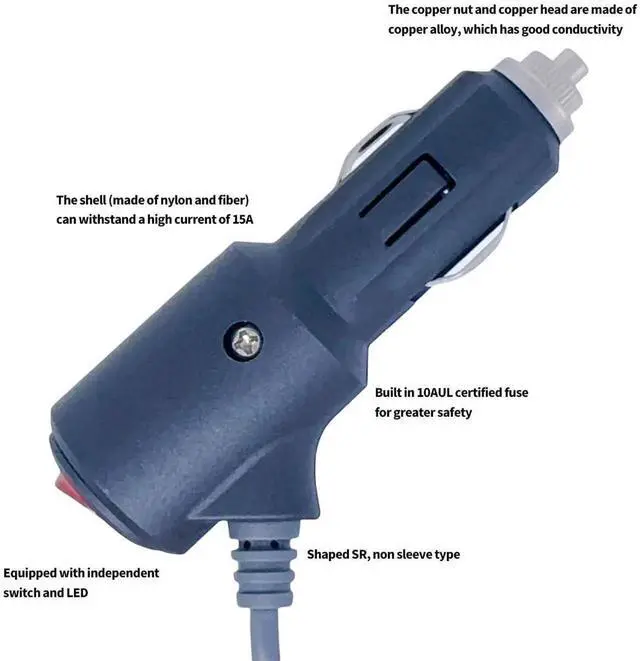 Alt view image 4 of 7 - 12V-24V Car Power Adaper to DC Power Cable with LED Switch, Compatible with Starlink Mini, Pure Copper 18AWG Wire, Low Voltage Drop Not for Gen 2/Gen 3 Models (196.85, Inches)