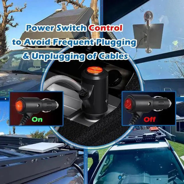 Alt view image 3 of 7 - 12V-24V Car Power Adaper to DC Power Cable with LED Switch, Compatible with Starlink Mini, Pure Copper 18AWG Wire, Low Voltage Drop Not for Gen 2/Gen 3 Models (196.85, Inches)