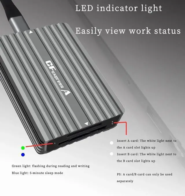 Alt view image 6 of 7 - PH862B CF Express A/B CFE Card Reader 10G USB3.2 High Speed with Aluminum Alloy Heat-Sink C to C/A Cable Compatible with Z6/Z7 1DX3 (PH862B for CFE A/B Card)