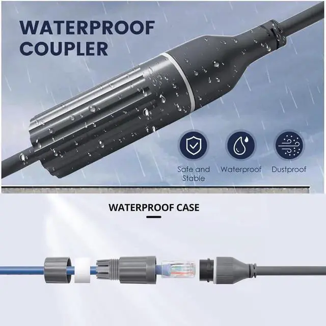 Alt view image 2 of 7 - 20-Pin to RJ45 Waterproof Extension Cable Compatible with Starlink Gen2 Router Ethernet Adapter, CAT6e Network Cable Support, 0.235m/9.25in, Outdoor Dustproof Coupler