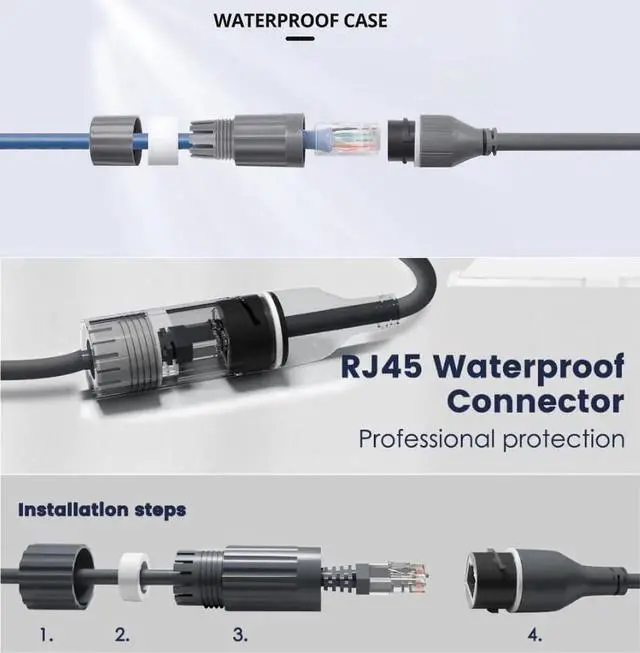 Alt view image 4 of 7 - 20-Pin to RJ45 Waterproof Extension Cable Compatible with Starlink Gen2 Router Ethernet Adapter, CAT6e Network Cable Support, 0.235m/9.25in, Outdoor Dustproof Coupler