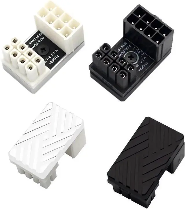 Alt view image 2 of 7 - PH38 CPU 8P Power Adapter with Heatsink Male to Female Header 180 Degree Socket Buckle for Desktop Chassis CPU Wiring Beautification (PH38B-C2 Sliver, 1piece)