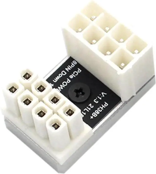 Main image of PH38 CPU 8P Power Adapter with Heatsink Male to Female Header 180 Degree Socket Buckle for Desktop Chassis CPU Wiring Beautification (PH38B-C2 Sliver, 1piece)