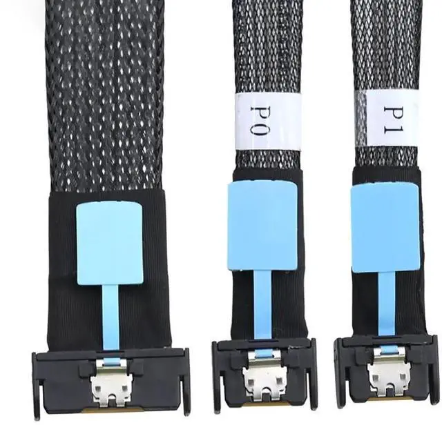 Alt view image 6 of 6 - Gen5 Slimline MCIO 8i 5.0 SFF-8654 8I to Dual SFF-8654 4I Cable, 0.5m/19.7in & 1m/39.4in, 32G High-Speed Copper Wire Harness (1m/39.37in)