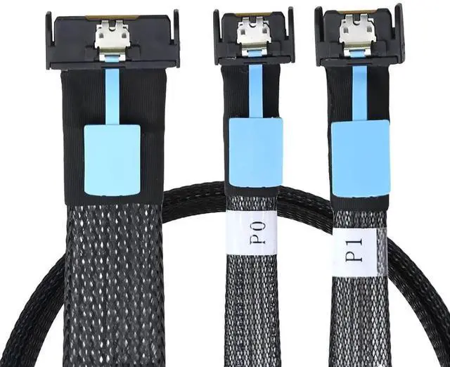 Alt view image 5 of 6 - Gen5 Slimline MCIO 8i 5.0 SFF-8654 8I to Dual SFF-8654 4I Cable, 0.5m/19.7in & 1m/39.4in, 32G High-Speed Copper Wire Harness (1m/39.37in)