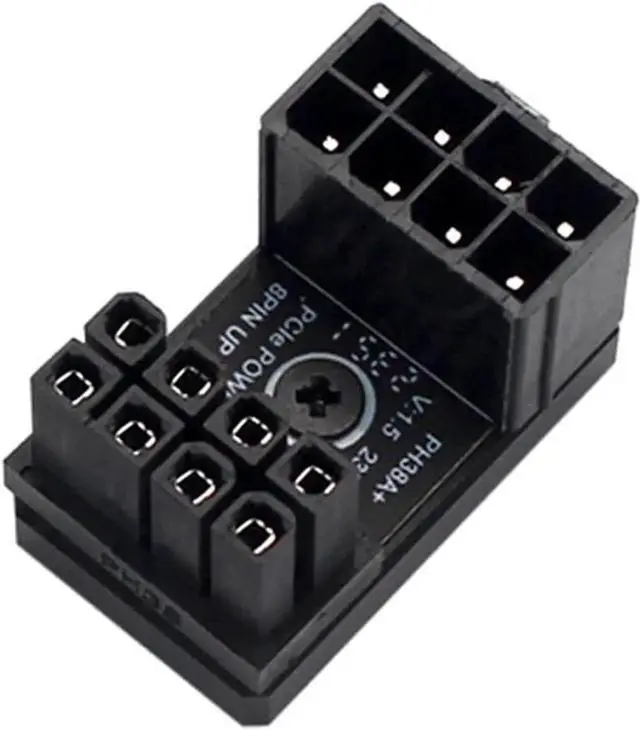 Main image of PH38 CPU 8P Power Adapter with Heatsink Male to Female Header 180 Degree Socket Buckle for Desktop Chassis CPU Wiring Beautification (PH38A-C2 Black, 1piece)