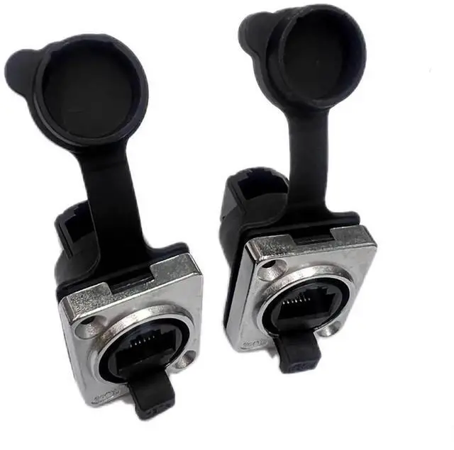 Alt view image 7 of 7 - RJ45 Shielded Panel Mount Connector Waterproof Cat6/Cat5e Ethernet Female to Female Coupler, 8P8C Network Socket with Gold-Plated Contacts and Thermoplastic Housing (2)