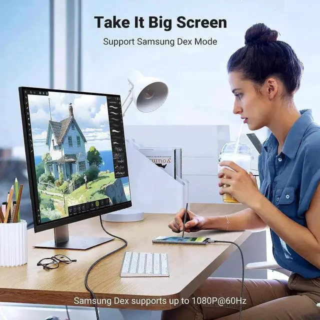 Alt view image 5 of 7 - UGREEN USB C to HDMI 2.1 Cable 8K@60Hz 4K@240Hz 10FT Thunderbolt 4/3 Type C to HDMI 48Gbps HDR HDCP2.3 Compatible for MacBook Pro Air iPad, iPhone 17/16 Pro Max, Galaxy S25, Pixel 9, XPS