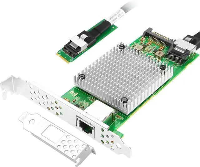 Main image of M.2 to 10GbE RJ45 NIC, Single RJ45 Port with In-tel 82599 chip, M.2 + M Key + SFF-8087 with 35cm(13.7in) Cable, 10 Gigabit Network Card for Windows, Linux, UEFI