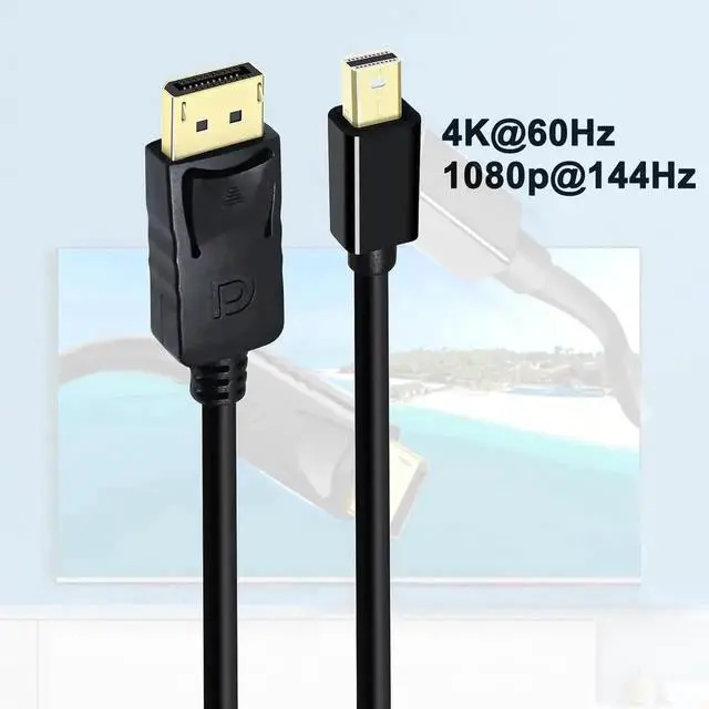 Alt view image 6 of 6 - DCHAV 4K Mini Displayport to Displayport Cable 6ft Display Port 4K@60Hz, 1080p 2K@144Hz Mini DP to DP Cord for Computer Monitor Gaming Laptop PC TV Graphics Card