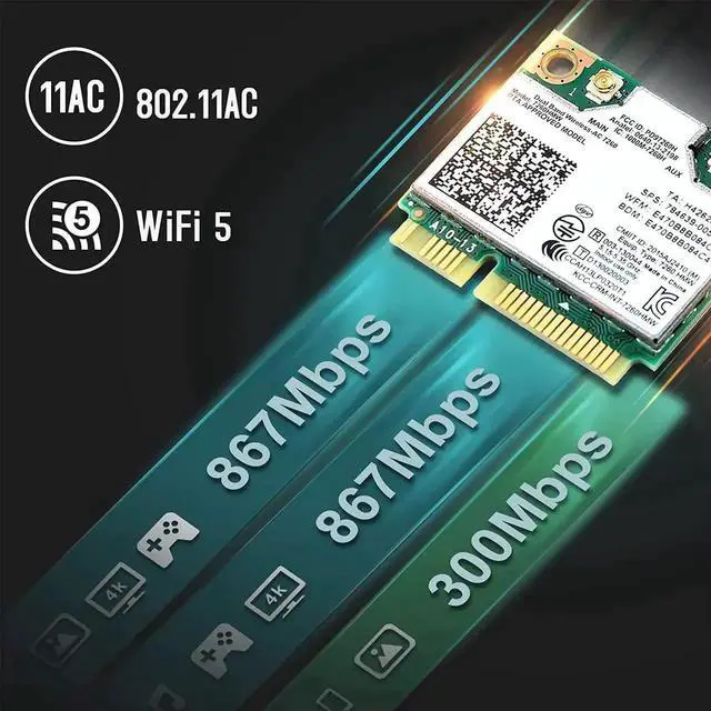 Alt view image 2 of 7 - 7260HMW WiFi Card, Dual Band Wireless-AC 7260 Mini PCIe Network Adapter with Bluetooth 4.0 Support Windows 10, Windows 8, Windows 7, WiFi Module Work with Laptop/Notebook