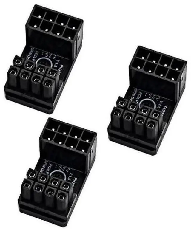 Main image of PH38 CPU 8P Power Adapter with Heatsink Male to Female Header 180 Degree Socket Buckle for Desktop Chassis CPU Wiring Beautification (PH38B-C2 Black, 3pcs)