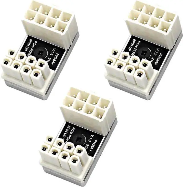 Main image of PH38 CPU 8P Power Adapter with Heatsink Male to Female Header 180 Degree Socket Buckle for Desktop Chassis CPU Wiring Beautification (PH38A-C2 Silver, 3pcs)