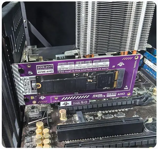 Alt view image 4 of 4 - PCIe 5.0 SSD Adapter Card 20Gbps High Speed Converter Compatible with Apple MacBook Air Pro 2013-2017 NVMe NGFF SSD 12+16 Pin to Desktop M Key Expansion (P569)