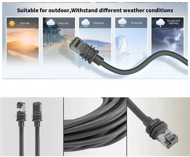 Alt view image 5 of 7 - Cable for Star Gen3 V3 Satellite System, Compatible with Link V3 Rectangular Dish, 8P8C Plug, Outdoor Pure Copper Network Patch Cable (393.7, Inches)