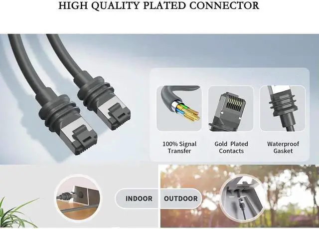 Alt view image 7 of 7 - Cable for Star Gen3 V3 Satellite System, Compatible with Link V3 Rectangular Dish, 8P8C Plug, Outdoor Pure Copper Network Patch Cable (393.7, Inches)