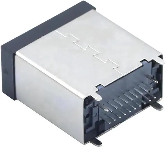 Alt view image 4 of 4 - E Type Connector 19Pin Female 180Degree Adapter Compatible with HDMI, 8K High-Definition Anti-Vibration Board Mount for Automotive and Industrial Applications