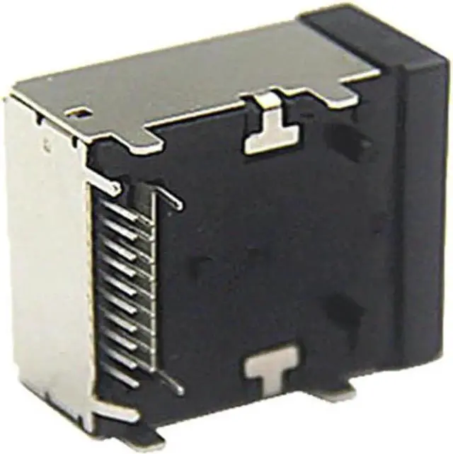 Alt view image 4 of 5 - E-Type 19 Pin Female 90 Degree Board Mount Shockproof Connector Compatible with HDMI 8K Ultra HD Anti-Vibration Automotive Connector, Durable PCB Mounting Interface