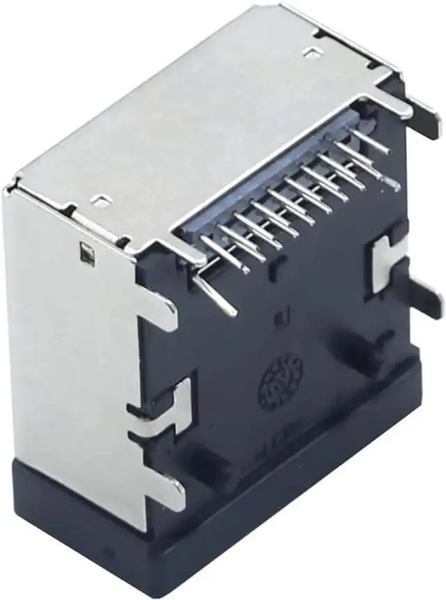 Main image of E-Type 19 Pin Female 90 Degree Board Mount Shockproof Connector Compatible with HDMI 8K Ultra HD Anti-Vibration Automotive Connector, Durable PCB Mounting Interface