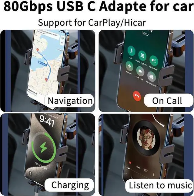 Alt view image 4 of 4 - 240W 80Gbps USB C Adapter, Thunderbolt 5 USB C Adapter, 90Degree Type C Male to Female Extender 8K@60Hz, 120Gbps Video Bandwidth, for Phone 15/16, VR,TV,Laptop, Carplay-2Pack Right Angle