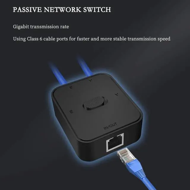 Alt view image 5 of 5 - RJ45 GIGA-BIT Network Switch Splitter 2-in-1-out or 1-in-2-out Manual LAN Selector, No Power Required, Physical Isolation, Cat6 High-Speed Passive Network Switch (White)