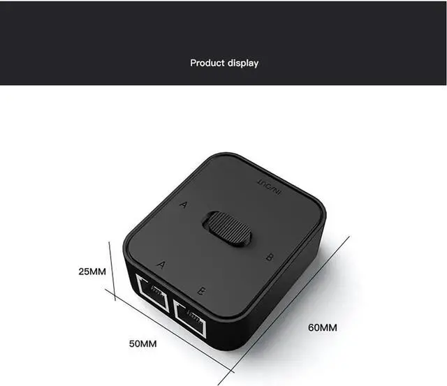 Alt view image 2 of 7 - RJ45 GIGA-BIT Network Switch Splitter \u2013 2-in-1-out or 1-in-2-out Manual LAN Selector, No Power Required, Physical Isolation, Cat6 High-Speed Passive Network Switch (Black)