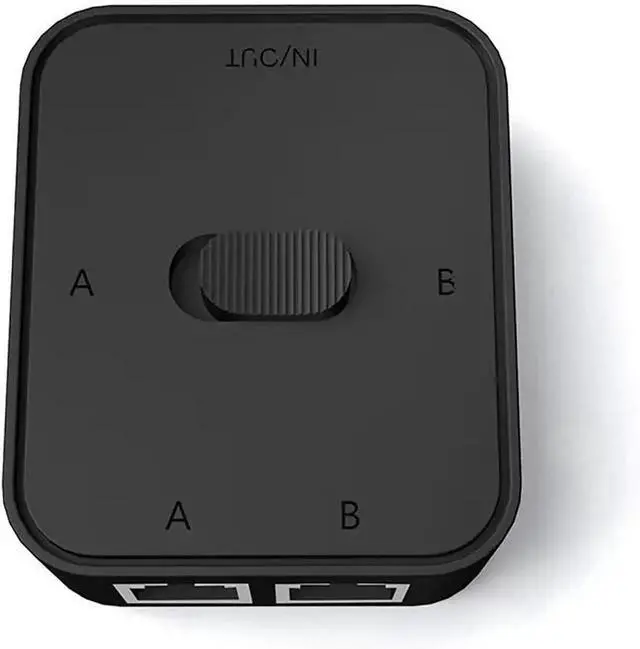 Main image of RJ45 GIGA-BIT Network Switch Splitter \u2013 2-in-1-out or 1-in-2-out Manual LAN Selector, No Power Required, Physical Isolation, Cat6 High-Speed Passive Network Switch (Black)