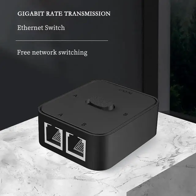 Alt view image 4 of 7 - RJ45 GIGA-BIT Network Switch Splitter \u2013 2-in-1-out or 1-in-2-out Manual LAN Selector, No Power Required, Physical Isolation, Cat6 High-Speed Passive Network Switch (Black)