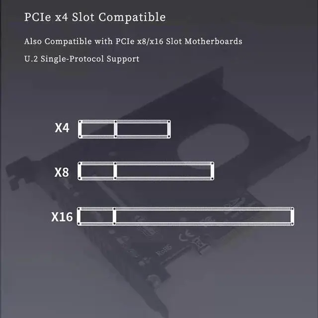 Alt view image 6 of 6 - PCIe X4 x16 to U.2 NVMe Adapter Card 32Gbps/64Gbps High Speed Expansion Support U.2 SSD Compatible with PCIe X4 X8 X16 Slots (PCIE 3.0 X4 Card+Enclosure)