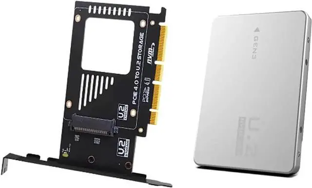 Main image of PCIe X4 x16 to U.2 NVMe Adapter Card 32Gbps/64Gbps High Speed Expansion Support U.2 SSD Compatible with PCIe X4 X8 X16 Slots (PCIE 4.0 X16 Card+Enclosure)