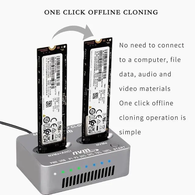 Alt view image 6 of 7 - PH8586U M.2 NVMe AHCI Offline Copy Dock 20Gbps USB3.2 Dual Disk Docking Station Compatible with MAC2013/2014/2015 12+16PIN SSD