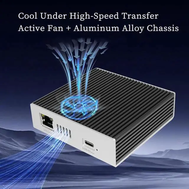 Alt view image 4 of 5 - USB4 40Gbps Docking Station 6-in-1, 10G RJ45 Ethernet Adapter with 3 USB-A Ports, TF/SD Card Reader, and Active Cooling Compatible with Thunderbolt 5/4/3, Windows, macOS, and Linux