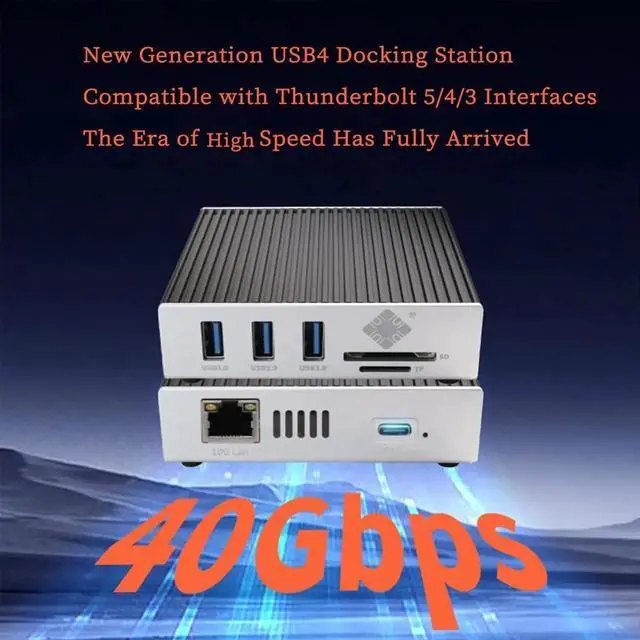 Alt view image 2 of 5 - USB4 40Gbps Docking Station 6-in-1, 10G RJ45 Ethernet Adapter with 3 USB-A Ports, TF/SD Card Reader, and Active Cooling Compatible with Thunderbolt 5/4/3, Windows, macOS, and Linux