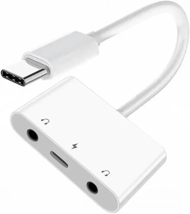 Main image of Type C USB-C to Dual 3.5mm Audio AUX & MIC Sound Card with PD Power Charge Adapter Compatible with Laptop Tablet Phone