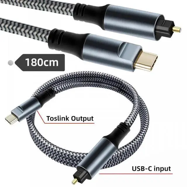 Alt view image 2 of 7 - Cable Type-C to SPDIF Toslink Optical Audio Cable Opt Male USB-C to Digital Optical Fiber Optic Sound Interface Male Adapter Wire for Desktop Laptop