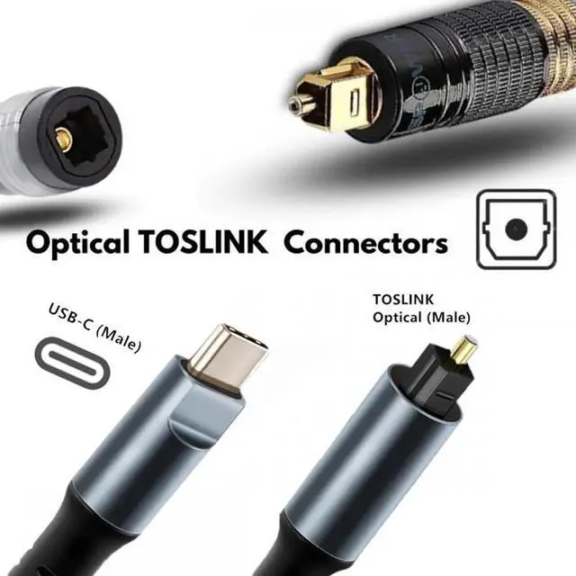 Alt view image 4 of 7 - Cable Type-C to SPDIF Toslink Optical Audio Cable Opt Male USB-C to Digital Optical Fiber Optic Sound Interface Male Adapter Wire for Desktop Laptop