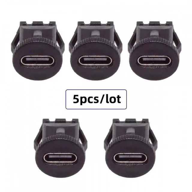 Alt view image 2 of 7 - 5pcs/set DIY OEM Type C Female Socket Connector to 6Pin PCBA Pinout Round Latch Mount Type DC 5V/20V PD Power IP67