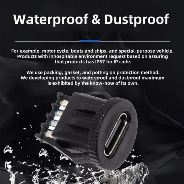 Alt view image 7 of 7 - 5pcs/set DIY OEM Type C Female Socket Connector to 6Pin PCBA Pinout Round Latch Mount Type DC 5V/20V PD Power IP67