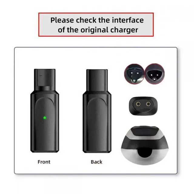 Alt view image 7 of 7 - 2pcs/lot USB Type-C to 2-Pin Adapter Power Charge Compatible with Braun Electric Hair Clipper Beard Trimmers Shavers